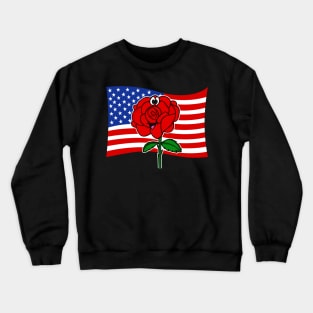 America Rose American Flag 4th July Independence Day Crewneck Sweatshirt